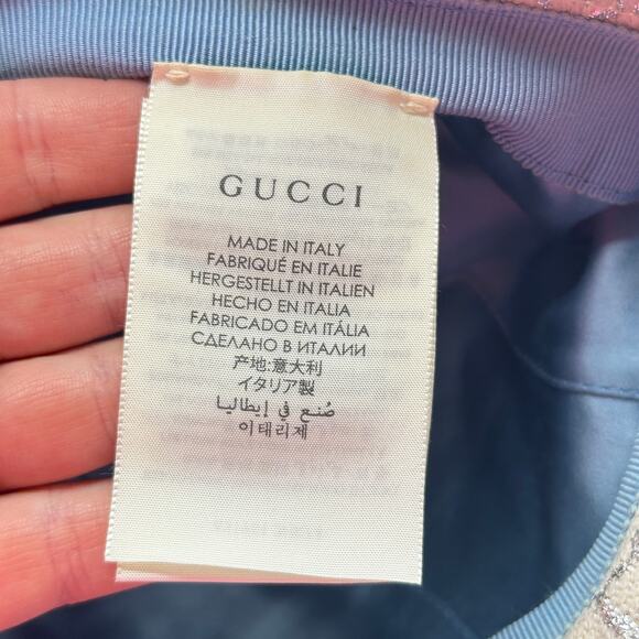 GUCCI White Silver Lame GG Monogram Bucket Hat Sz XL